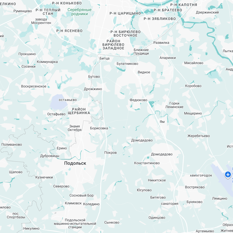 Карта региона работы: Москва, Домодедово, Подольск, Видное